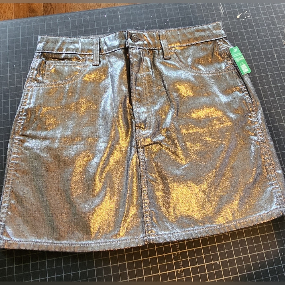 Gap Kids Silver Sparkle Metallic Adjustable Waist Skirt 14 plus NWT